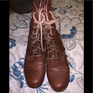 Brown combat boots